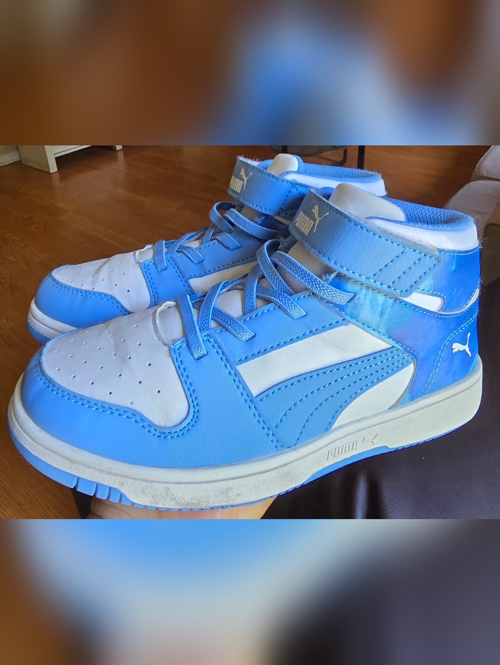 Sz 2.5C Little Kids PUMA REBOUND LAYUP Mid Bungee Lace/Adj Strap
